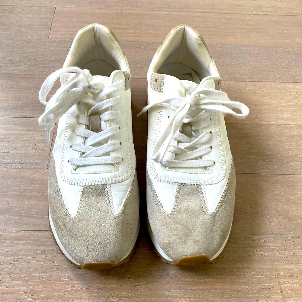 ZARA White Suede and Fabric Platform Sneakers